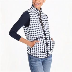 J. Crew navy and white quilted vest